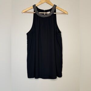 Jules & Leopold Black Top with Beaded Neckline